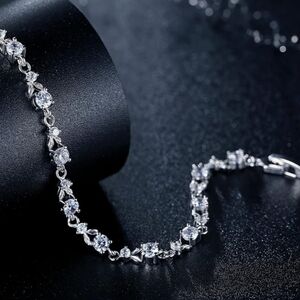 WOSTU White Gold Plated 3mm CZ Classic Tennis Bracelet